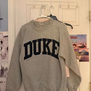 EXCHANGE Gray Crewneck Sweater with Black Lettering/ Lettered Crewneck